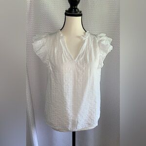 Women's Sam‎ Edelman white Rey Cotton Ruffle-Sleeve Blouse size small